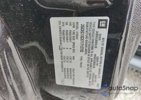 2007 Chevrolet Silverado C1500 Crew Cab z USA, uszkodzony, nr VIN 2GCEC13C871712702